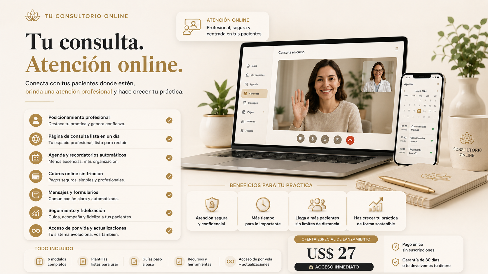 Todo lo que incluye Tu Consultorio Online